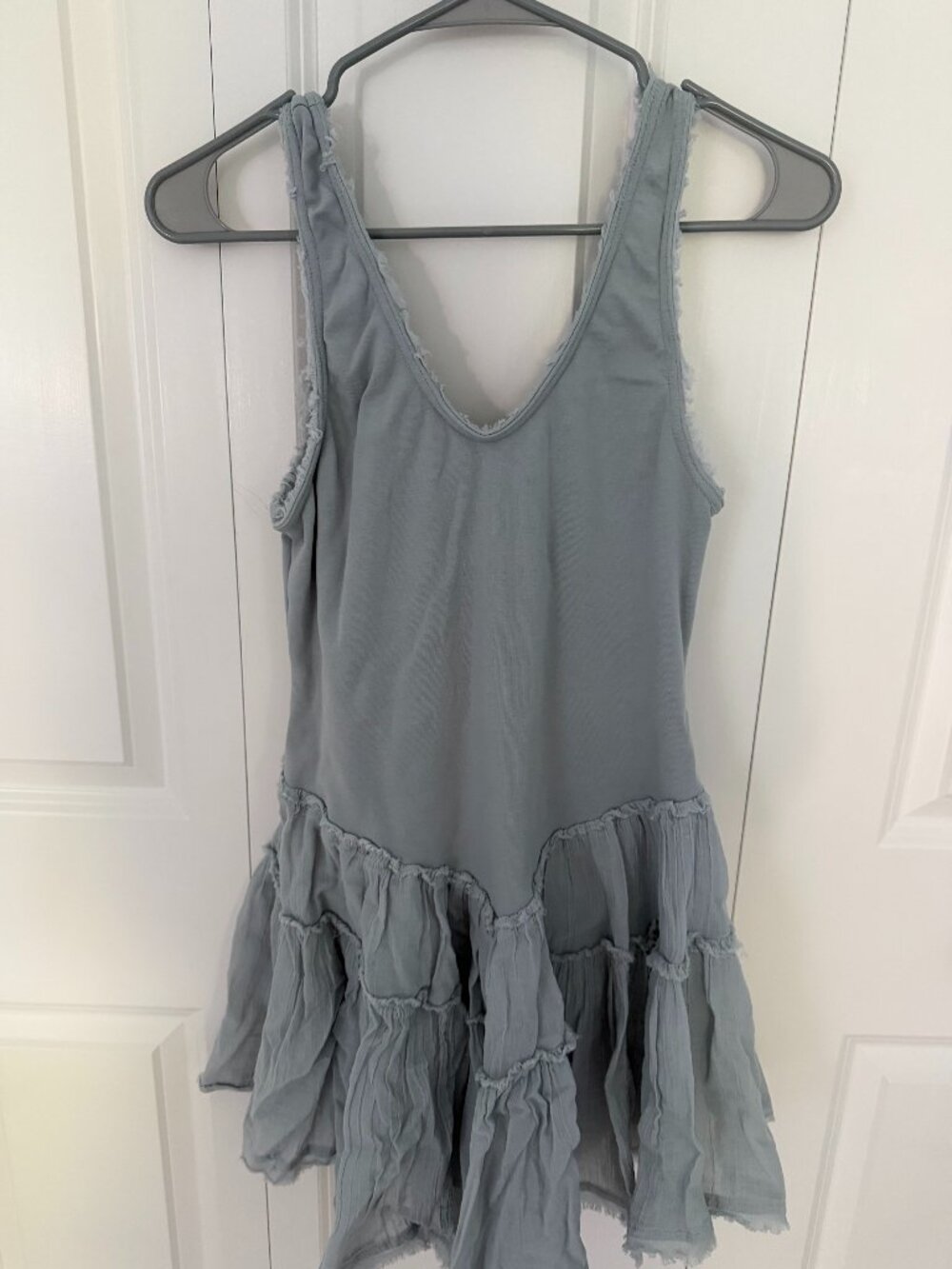 Free People Dusty Blue/Gray Izi Drop-Waist Mini Dress - Medium